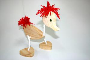 Puppet - Walking Duck Marionette with Red Hair